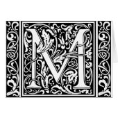 Letter M Medieval Monogram Art Nouveau (Front Horizontal)