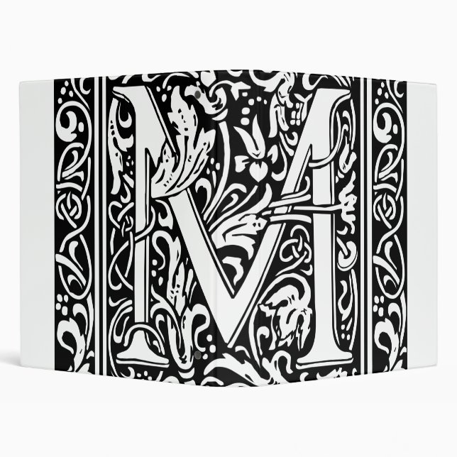 Letter M Medieval Monogram Art Nouveau 3 Ring Binder (Background)