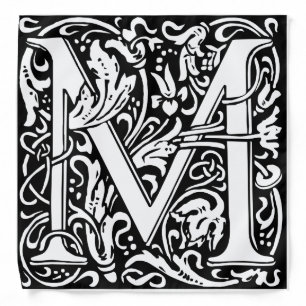 Letter M Medieval Monogram Art Nouveau Bandana