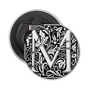 Letter M Medieval Monogram Art Nouveau Bottle Opener