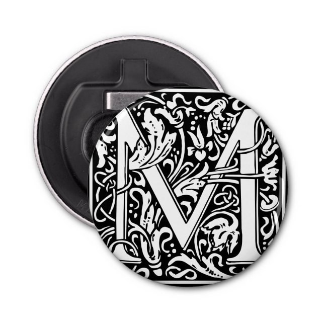 Letter M Medieval Monogram Art Nouveau Bottle Opener (Front)