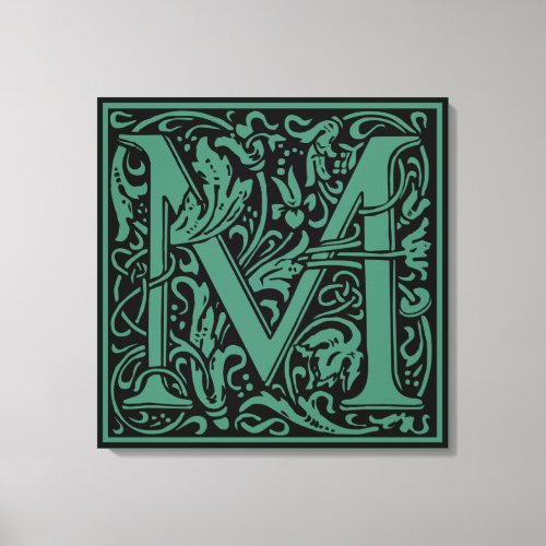 Letter M Medieval Monogram Art Nouveau Canvas Print