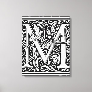 Letter M Medieval Monogram Art Nouveau Canvas Print