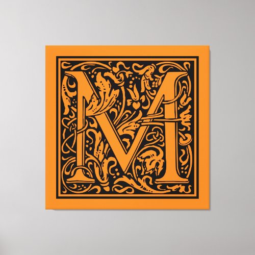 Letter M Medieval Monogram Art Nouveau Canvas Print