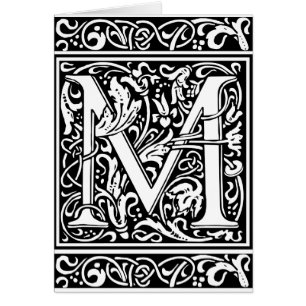 Letter M Medieval Monogram Art Nouveau Cards