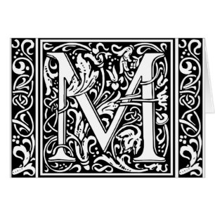 Letter M Medieval Monogram Art Nouveau Cards