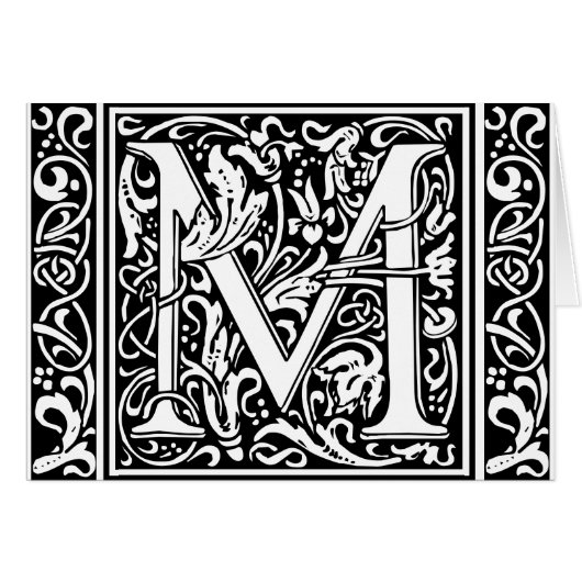 Letter M Medieval Monogram Art Nouveau Cards (Front Horizontal)