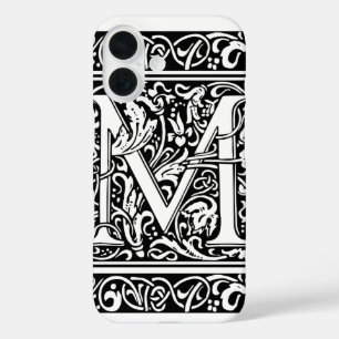 Letter M Medieval Monogram Art Nouveau iPhone 16 Case