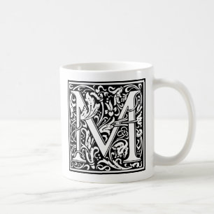 Letter M Medieval Monogram Art Nouveau Coffee Mug