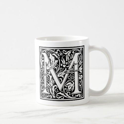 Letter M Medieval Monogram Art Nouveau Coffee Mug