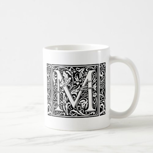 Letter M Medieval Monogram Art Nouveau Coffee Mug