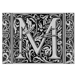 Letter M Medieval Monogram Art Nouveau Cutting Board