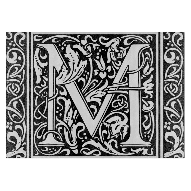 Letter M Medieval Monogram Art Nouveau Cutting Board (Front)