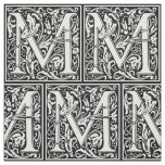 Letter M Medieval Monogram Art Nouveau Fabric