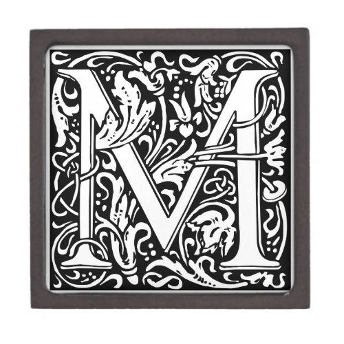 Letter M Medieval Monogram Art Nouveau Gift Box