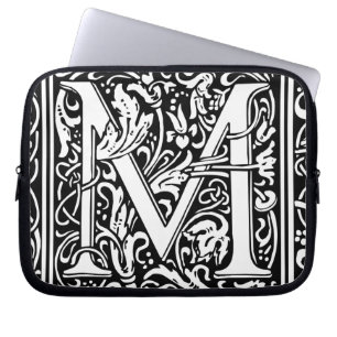 Letter M Medieval Monogram Art Nouveau Laptop Sleeve