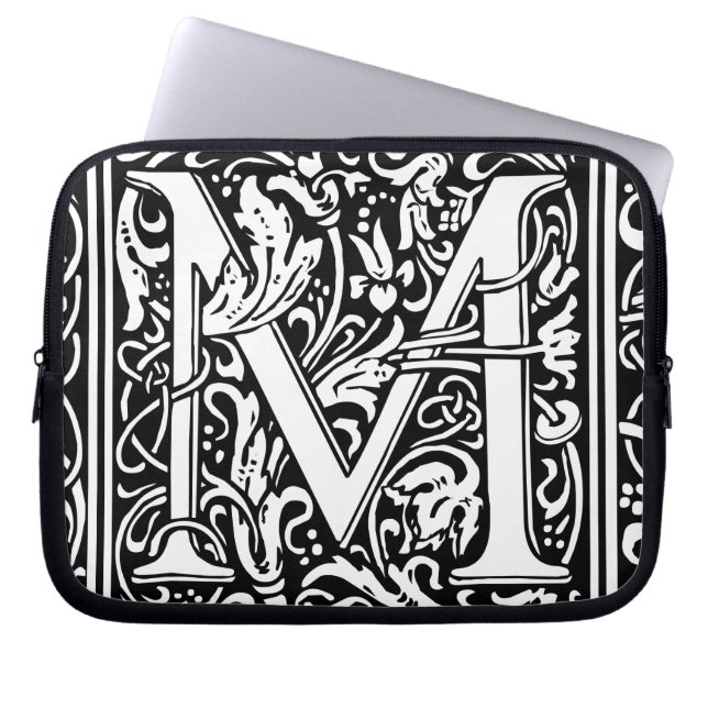 Letter M Medieval Monogram Art Nouveau Laptop Sleeve (Front)