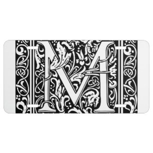 Letter M Medieval Monogram Art Nouveau License Plate