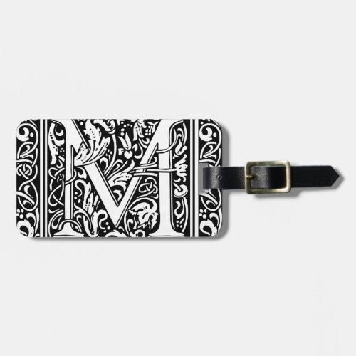 Letter M Medieval Monogram Art Nouveau Luggage Tag