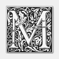 Letter M Medieval Monogram Art Nouveau