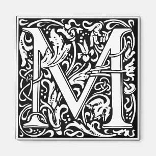 Letter M Medieval Monogram Art Nouveau Magnet