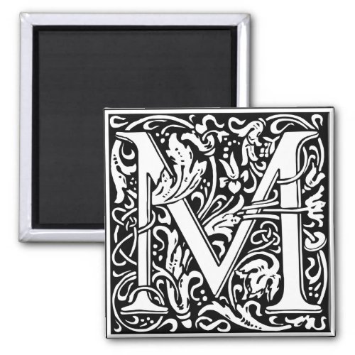 Letter M Medieval Monogram Art Nouveau Magnet