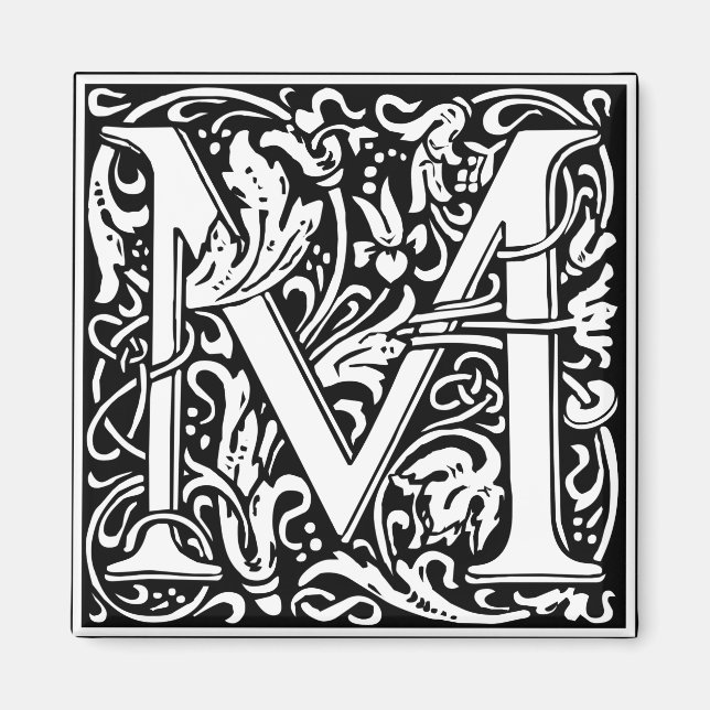 Letter M Medieval Monogram Art Nouveau Magnet (Front)