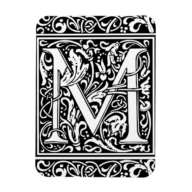 Letter M Medieval Monogram Art Nouveau Magnet (Vertical)