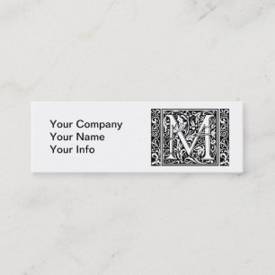 Letter M Medieval Monogram Art Nouveau Mini Business Card