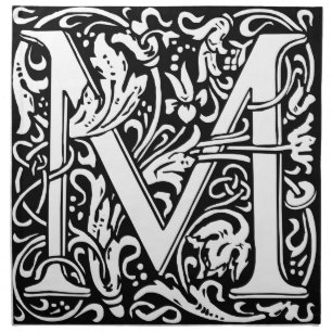 Letter M Medieval Monogram Art Nouveau Napkin