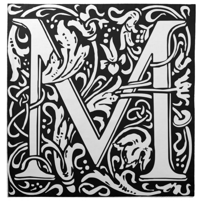 Letter M Medieval Monogram Art Nouveau Napkin (Front)