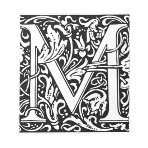 Letter M Medieval Monogram Art Nouveau Notepad