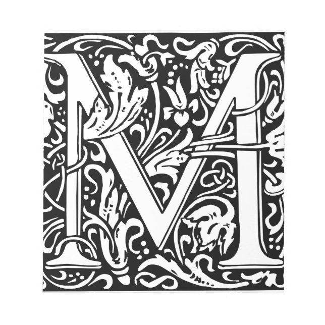 Letter M Medieval Monogram Art Nouveau Notepad (Front)