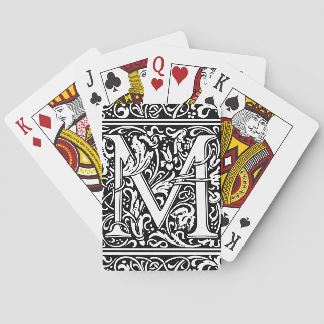 Letter M Medieval Monogram Art Nouveau Poker Cards (Back)