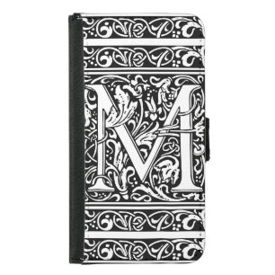 Letter M Medieval Monogram Art Nouveau Wallet Phone Case For Samsung Galaxy S5