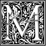 Letter M Medieval Monogram Art Nouveau Statuette<br><div class="desc">This initial M is part of a complete series of upper case William Morris inspired typography initials. The black and white lettering is highly decorative, styled after the fancy typography of the middle ages. Cute and trendy, this is a vintage chic monogram M - letter M- swirly M . Customize...</div>