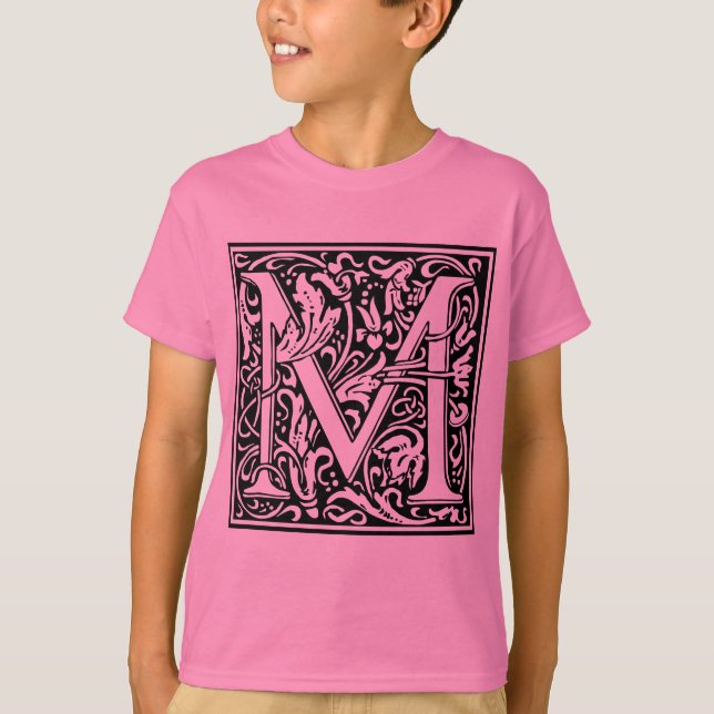 Letter M Medieval Monogram Art Nouveau T-Shirt (Front)