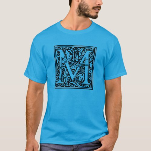 Letter M Medieval Monogram Art Nouveau T_Shirt