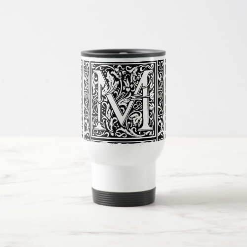 Letter M Medieval Monogram Art Nouveau Travel Mug