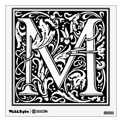 Letter M Medieval Monogram Art Nouveau Wall Sticker