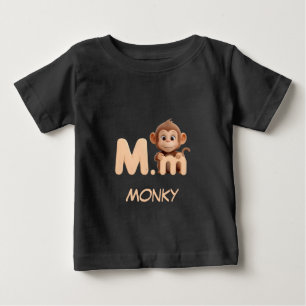 Letter M Monkey Educational Kids T-Shirt Upperca