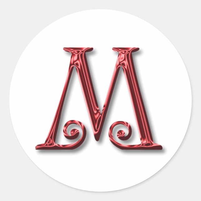 Letter M Monogram Classic Round Sticker (Front)