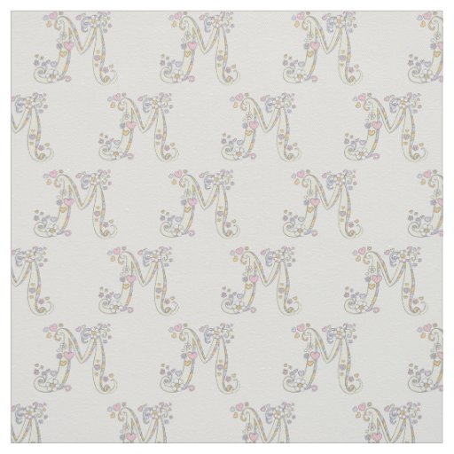 Letter M monogram decorative text custom fabric