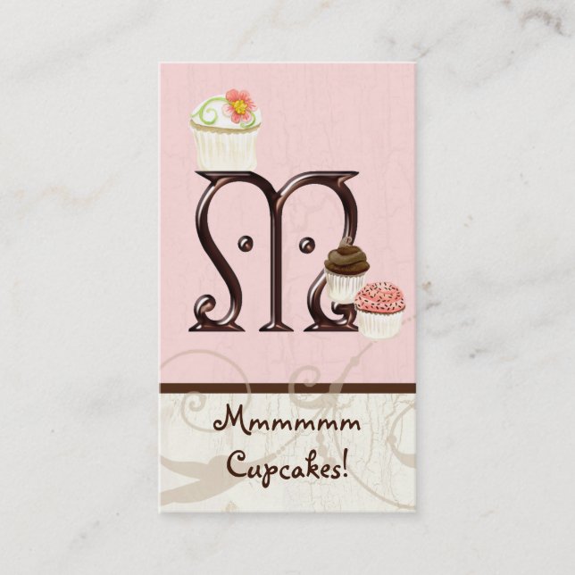 Letter M Monogram Dessert Bakery Business Cards (Front)