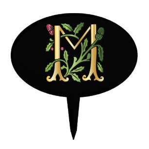 Letter M Monogram Fleur de lis Cake Topper