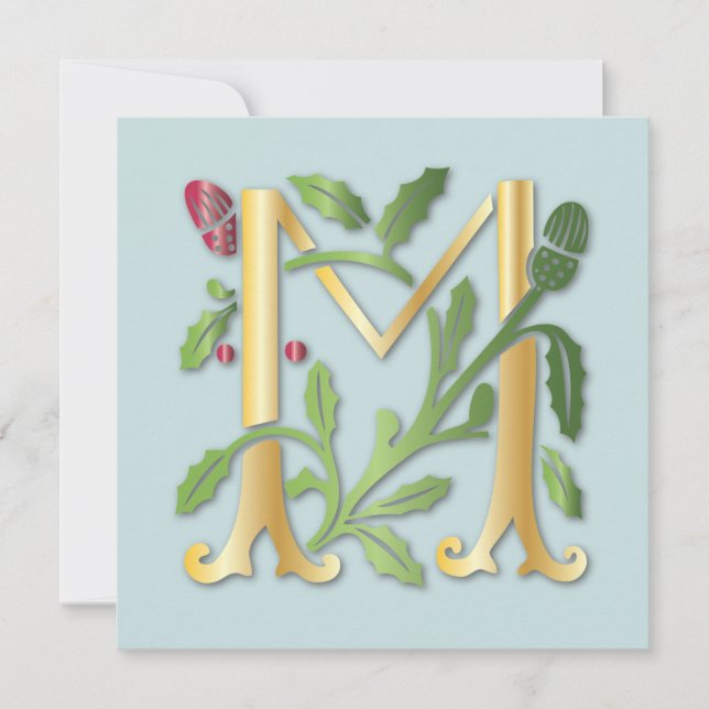 Letter M Monogram Fleur de lis Invitation (Front)