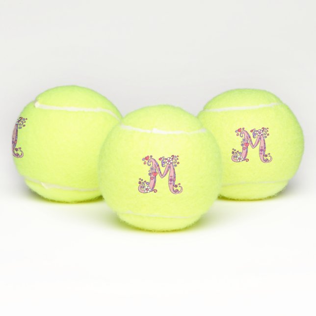 Letter M monogram girls personalized doodle art Tennis Balls (Multi)
