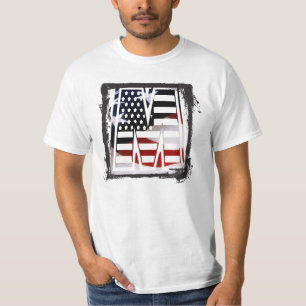 Letter M Monogram Initial Patriotic USA Flag T-Shirt