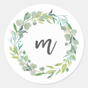 Letter M Monogram Initial Sticker Envelope Seal