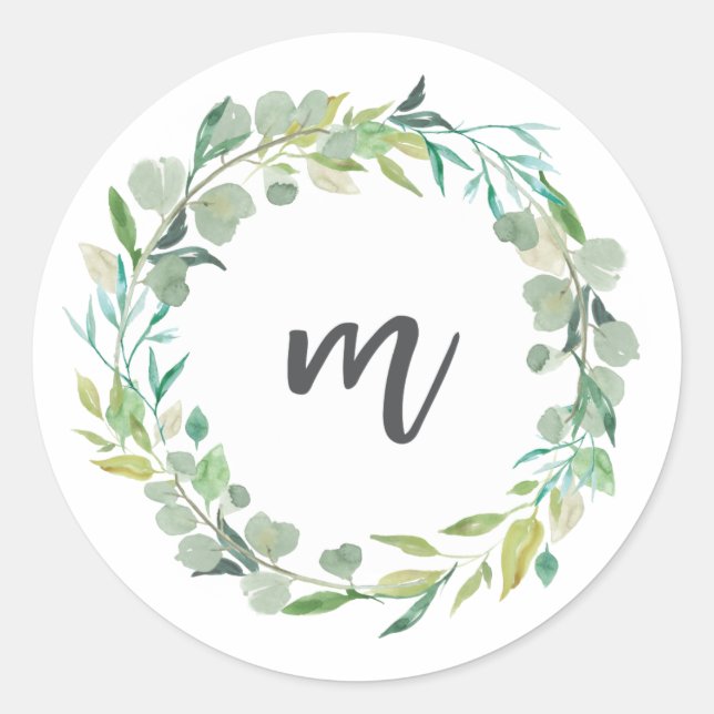 Letter M Monogram Initial Sticker Envelope Seal (Front)